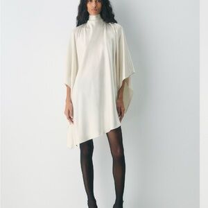 Aritzia Fan Satin Dress NWT light birch
